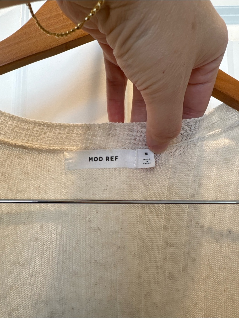 Mod Ref Linen Blend Cream Ribbed Open Front Long Cardigan with Belt - Picture 3 of 4
